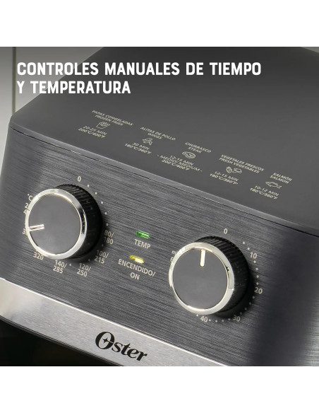 copia de Freidora de Aire Oster® Manual, 3.8L de Capacidad, con Controles de Tiempo y Temperatura, Negra, CKSTAF38MNS