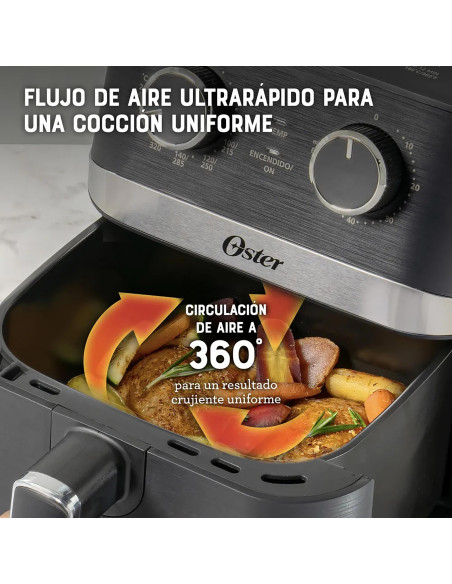 copia de Freidora de Aire Oster® Manual, 3.8L de Capacidad, con Controles de Tiempo y Temperatura, Negra, CKSTAF38MNS